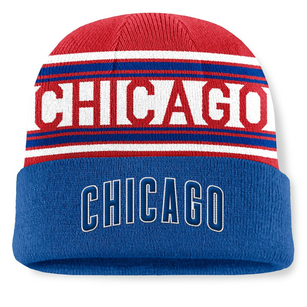 Chicago Cubs Fanatics Fundamental Team Stripe Cuffed Knit Hat Lifestyle