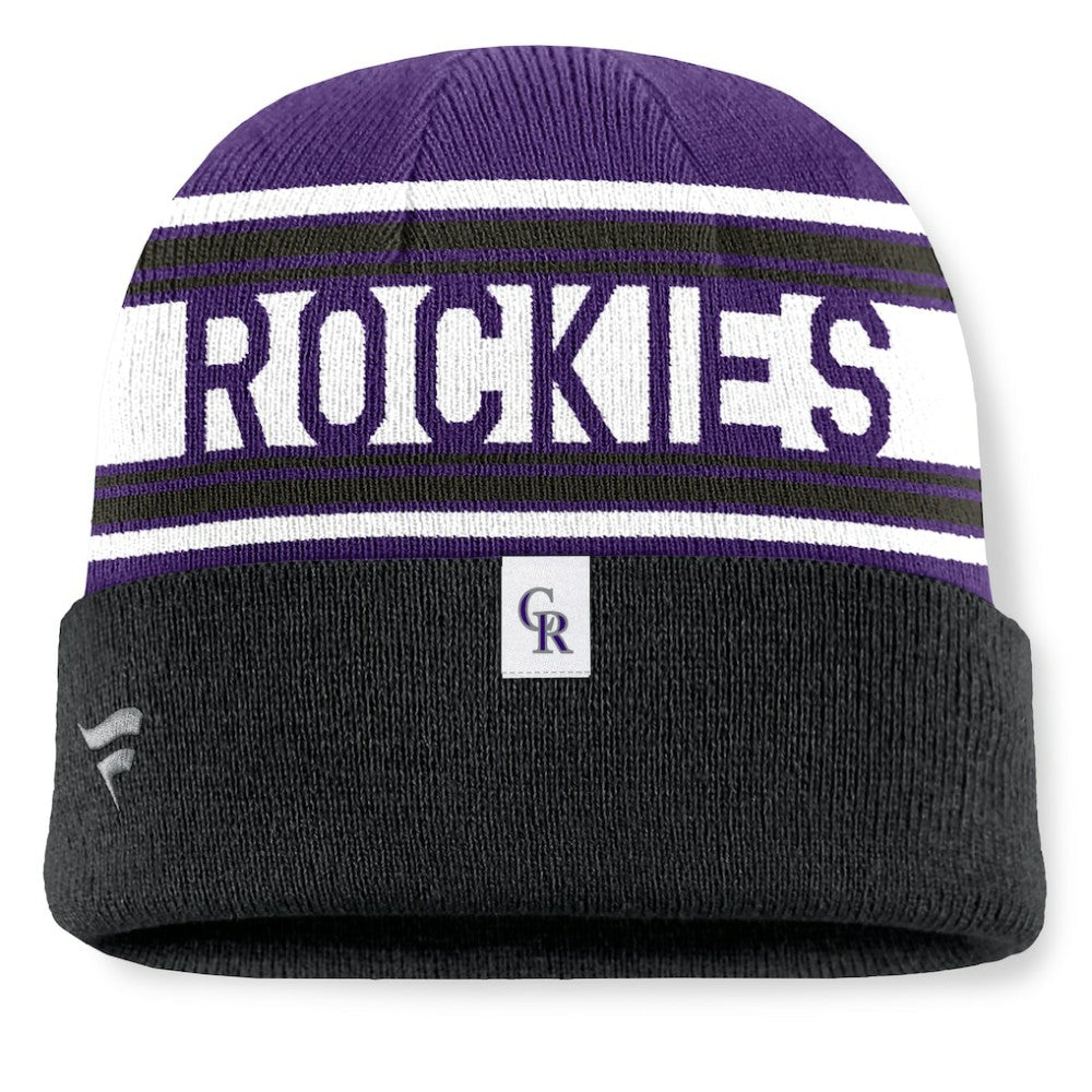 Colorado Rockies Fanatics Fundamental Team Stripe Cuffed Knit Hat Near Me