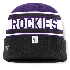 Colorado Rockies Fanatics Fundamental Team Stripe Cuffed Knit Hat Near Me