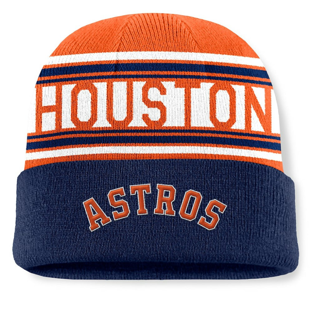 Houston Astros Fanatics Fundamental Team Stripe Cuffed Knit Hat for sale