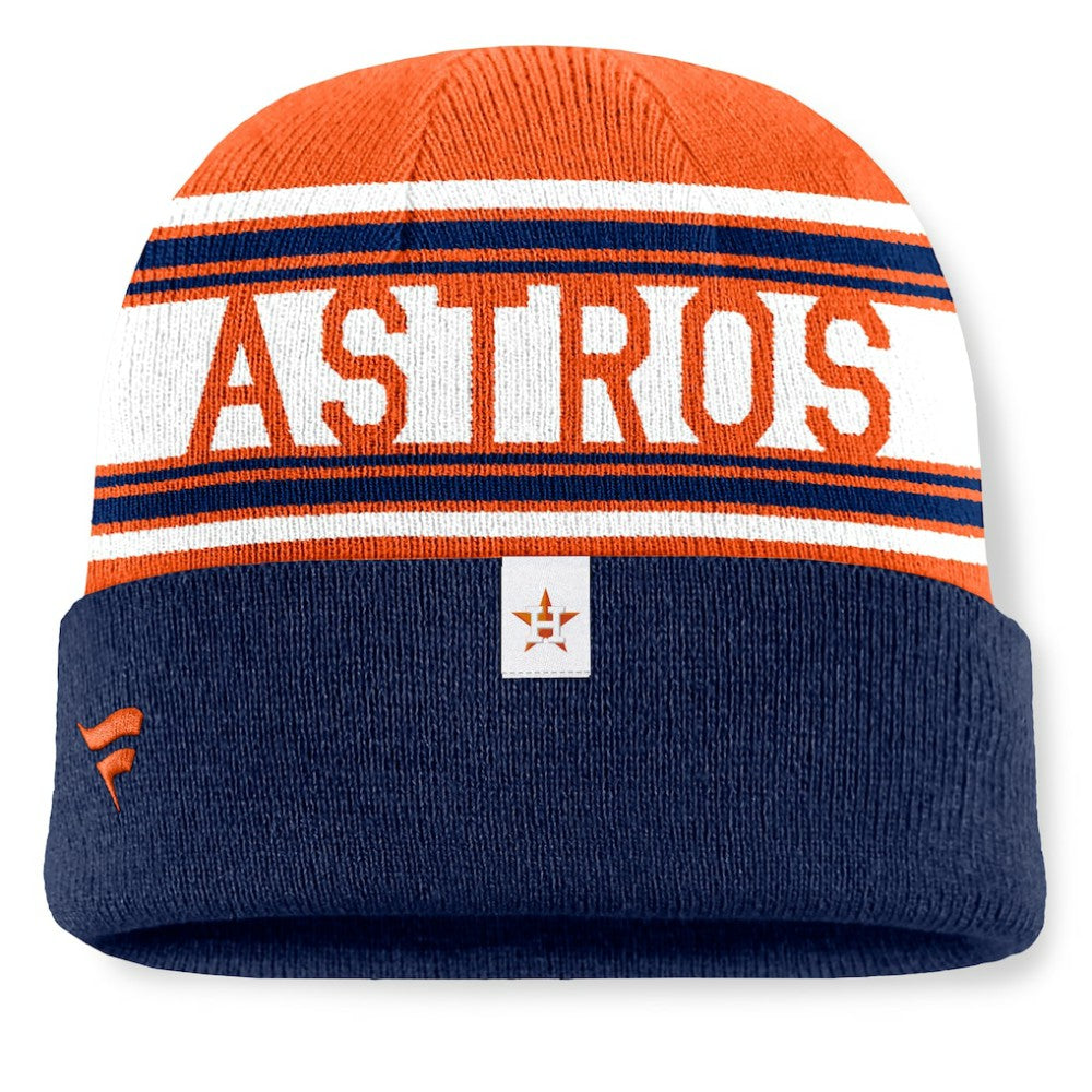 Houston Astros Fanatics Fundamental Team Stripe Cuffed Knit Hat for sale