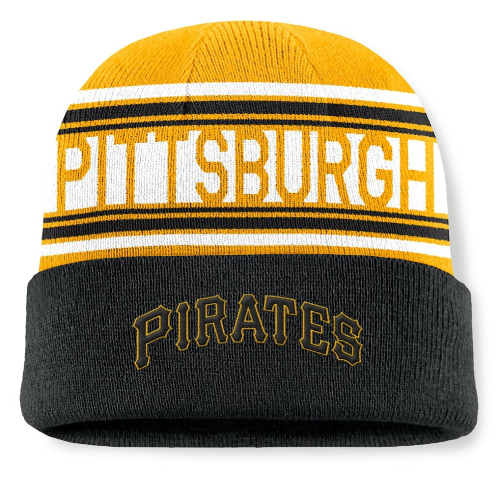 Pittsburgh Pirates Fanatics Fundamental Team Stripe Cuffed Knit Hat On Sale