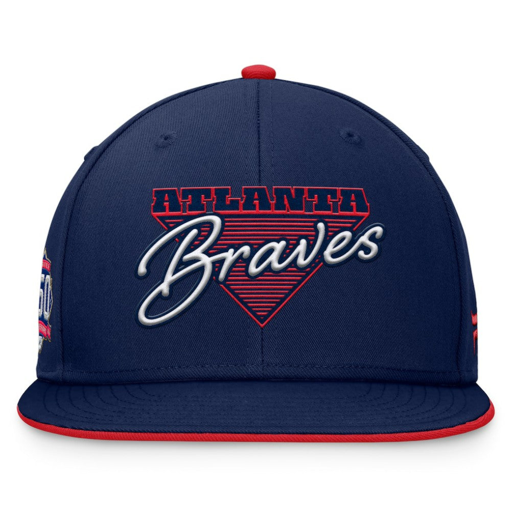 Atlanta Braves Fanatics Fundamental Tri-Script Fitted Hat discount