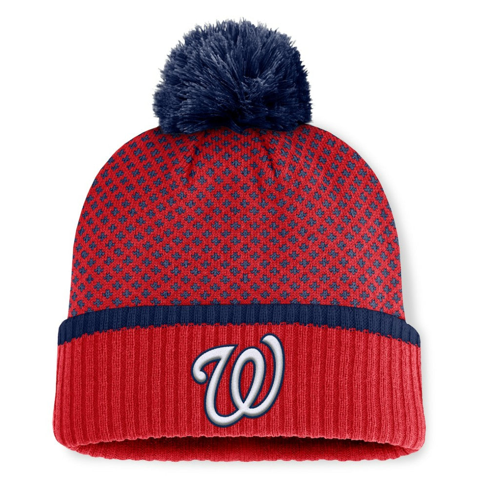 Washington Nationals Fanatics Women's Fundamental Jacquard Cuffed Knit Hat with Pom Online