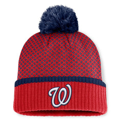 Washington Nationals Fanatics Women's Fundamental Jacquard Cuffed Knit Hat with Pom Online