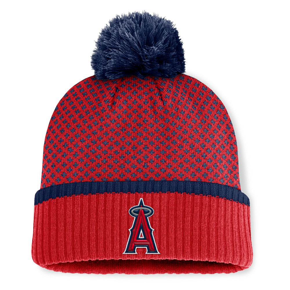 Los Angeles Angels Fanatics Women's Fundamental Jacquard Cuffed Knit Hat with Pom Lifestyle