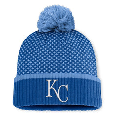 Kansas City Royals Fanatics Women's Fundamental Jacquard Cuffed Knit Hat with Pom Clearance