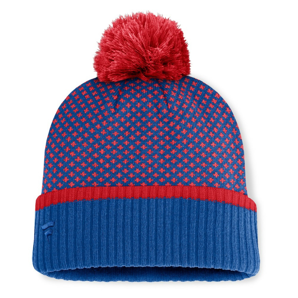 Chicago Cubs Fanatics Women's Fundamental Jacquard Cuffed Knit Hat with Pom for sale