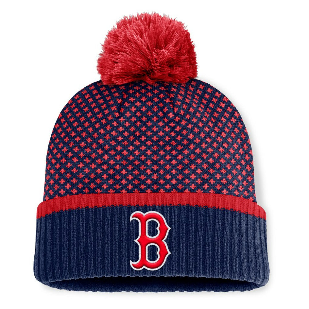 Boston Red Sox Fanatics Women's Fundamental Jacquard Cuffed Knit Hat with Pom Sale