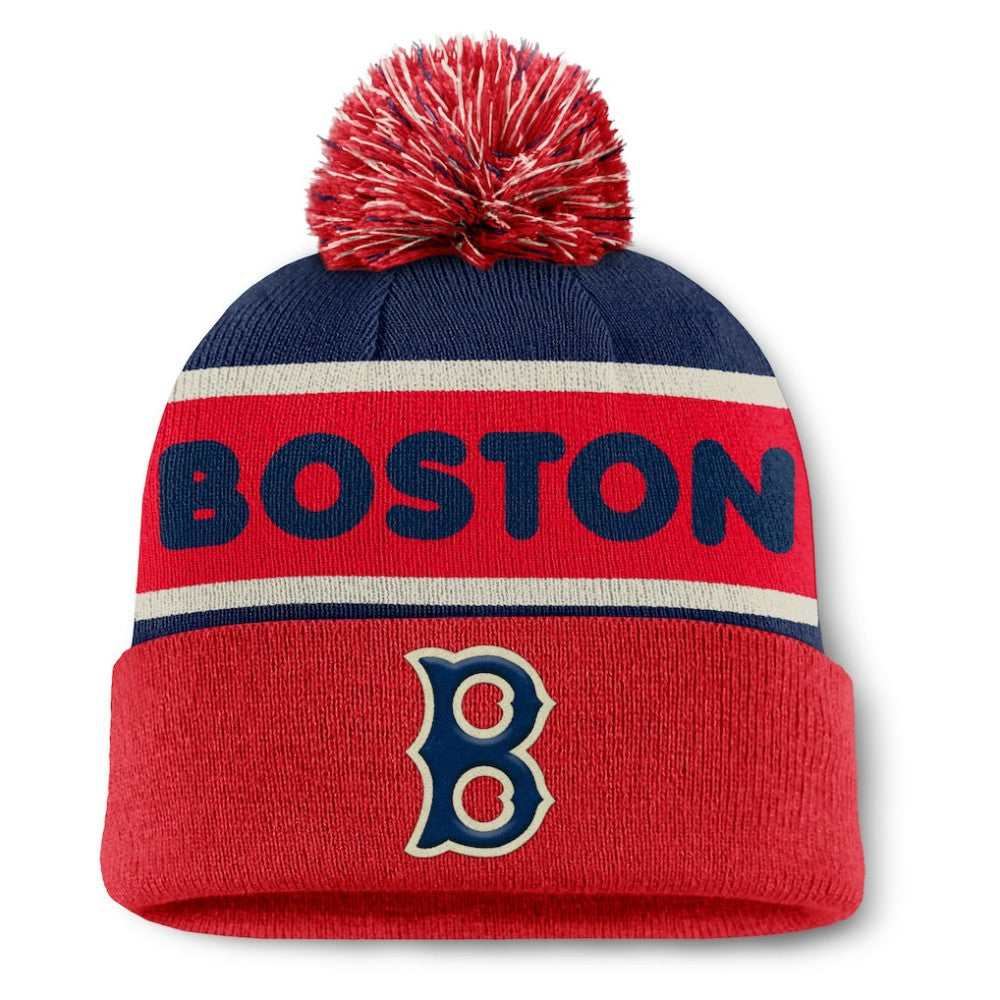 Boston Red Sox Fanatics Heritage Cuffed Knit Hat with Pom On Sale