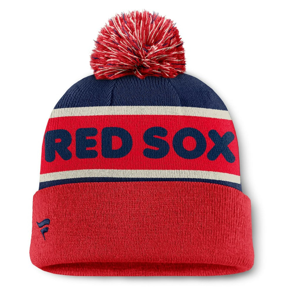 Boston Red Sox Fanatics Heritage Cuffed Knit Hat with Pom On Sale