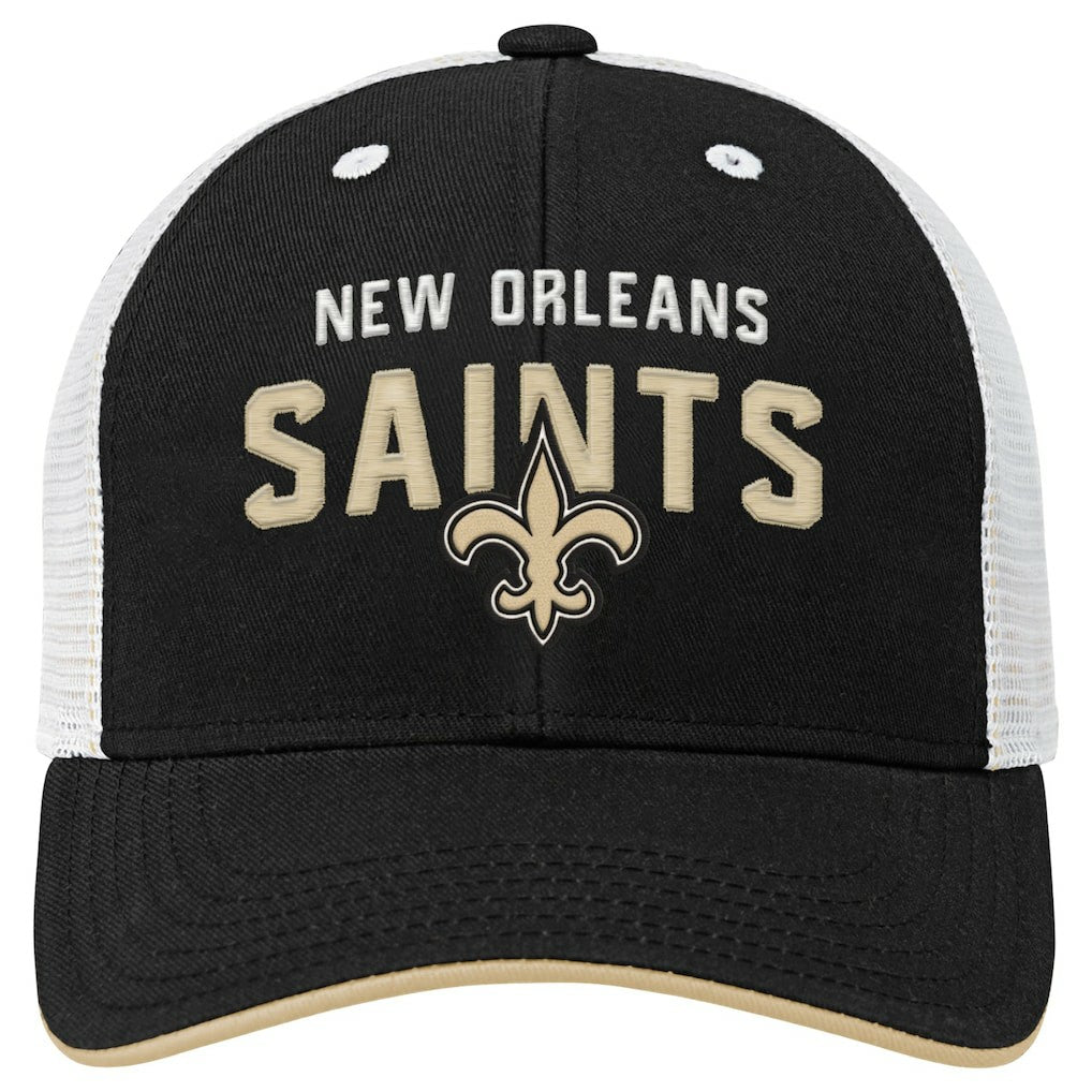 New Orleans Saints Youth Core Lockup Trucker Adjustable Hat Black - NFL