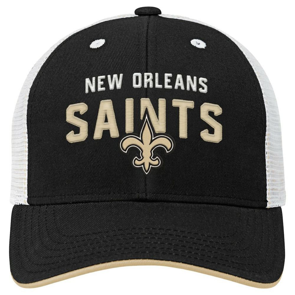 New Orleans Saints Youth Core Lockup Trucker Adjustable Hat Black - NFL