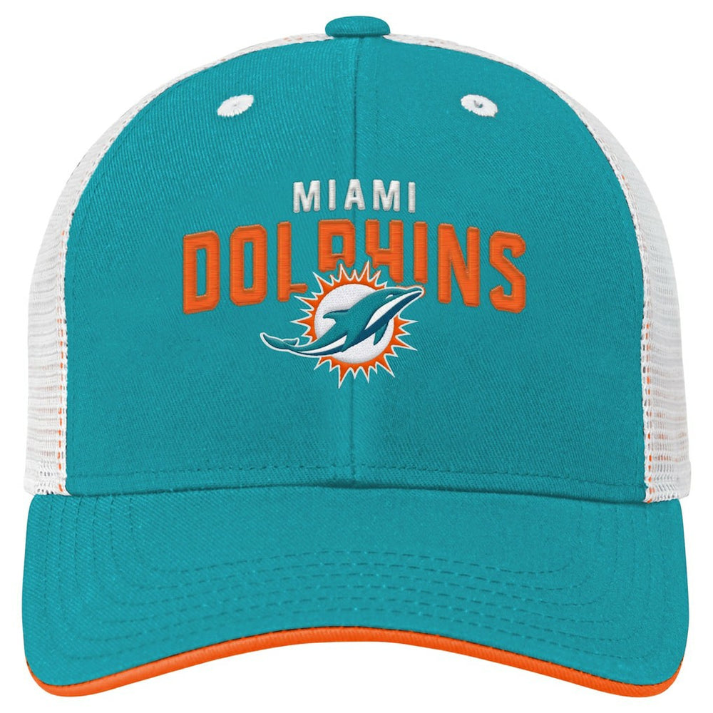 Miami Dolphins Youth Core Lockup Trucker Adjustable Hat Aqua - NFL