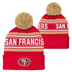 San Francisco 49ers Youth Jacquard Cuffed Knit Hat with Pom Scarlet - NFL