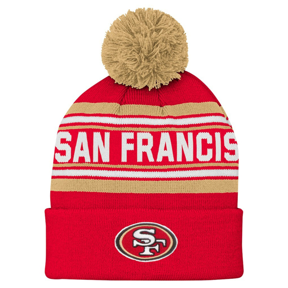 San Francisco 49ers Youth Jacquard Cuffed Knit Hat with Pom Scarlet - NFL