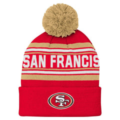 San Francisco 49ers Youth Jacquard Cuffed Knit Hat with Pom Scarlet - NFL