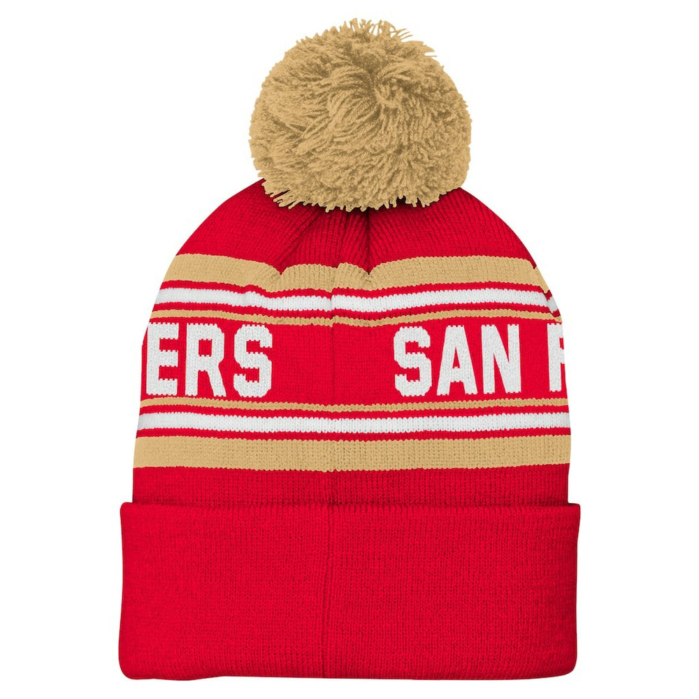 San Francisco 49ers Youth Jacquard Cuffed Knit Hat with Pom Scarlet - NFL