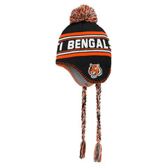 Cincinnati Bengals Youth Jacquard Tassel Knit Hat with Pom Black - NFL