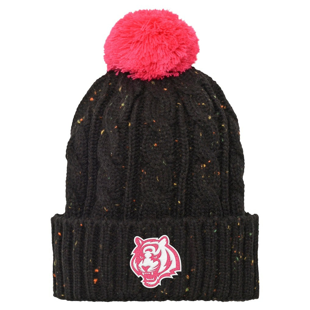 Cincinnati Bengals Girls Youth Nep Yarn Cuffed Knit Hat with Pom Black - NFL