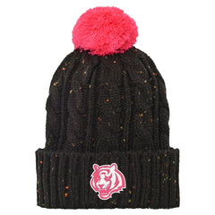 Cincinnati Bengals Girls Youth Nep Yarn Cuffed Knit Hat with Pom Black - NFL