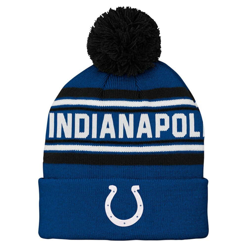 Indianapolis Colts Preschool Jacquard Cuffed Knit Hat with Pom Royal - NFL