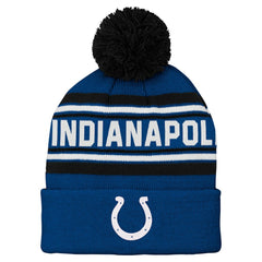 Indianapolis Colts Preschool Jacquard Cuffed Knit Hat with Pom Royal - NFL