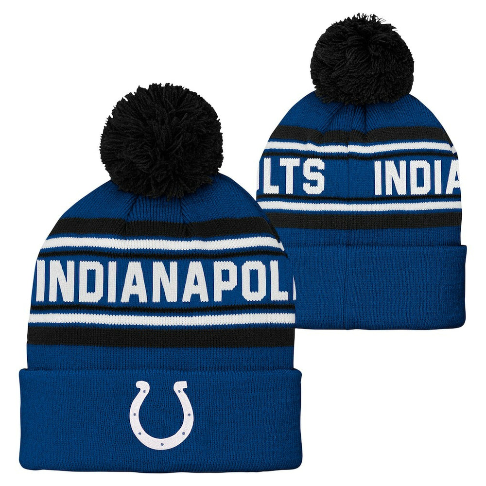 Indianapolis Colts Preschool Jacquard Cuffed Knit Hat with Pom Royal - NFL