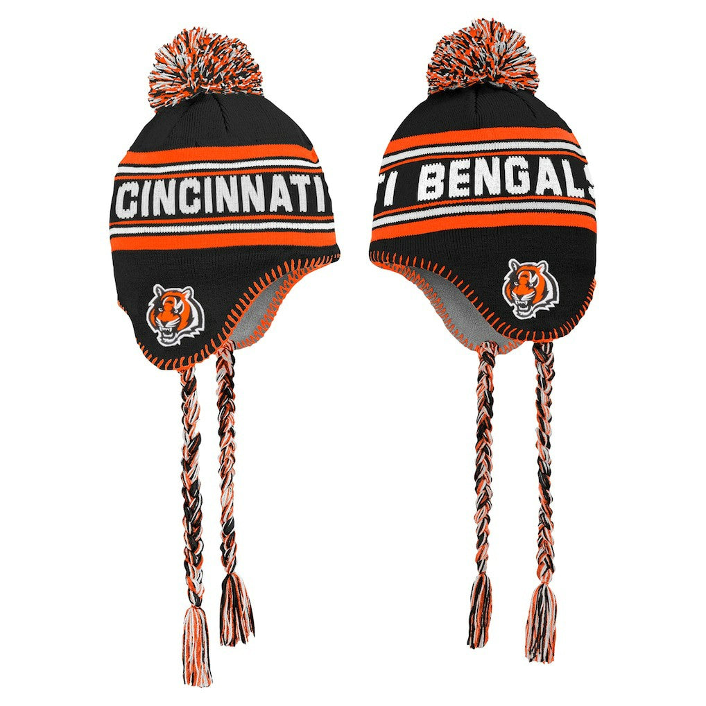 Cincinnati Bengals Preschool Jacquard Tassel Knit Hat with Pom Black - NFL