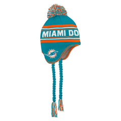 Miami Dolphins Preschool Jacquard Tassel Knit Hat with Pom Aqua - NFL