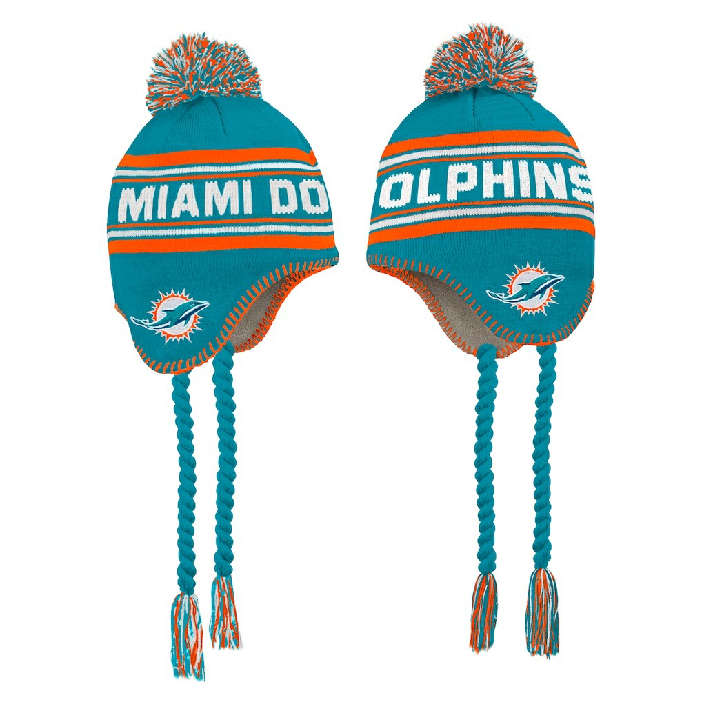 Miami Dolphins Preschool Jacquard Tassel Knit Hat with Pom Aqua - NFL