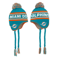 Miami Dolphins Preschool Jacquard Tassel Knit Hat with Pom Aqua - NFL