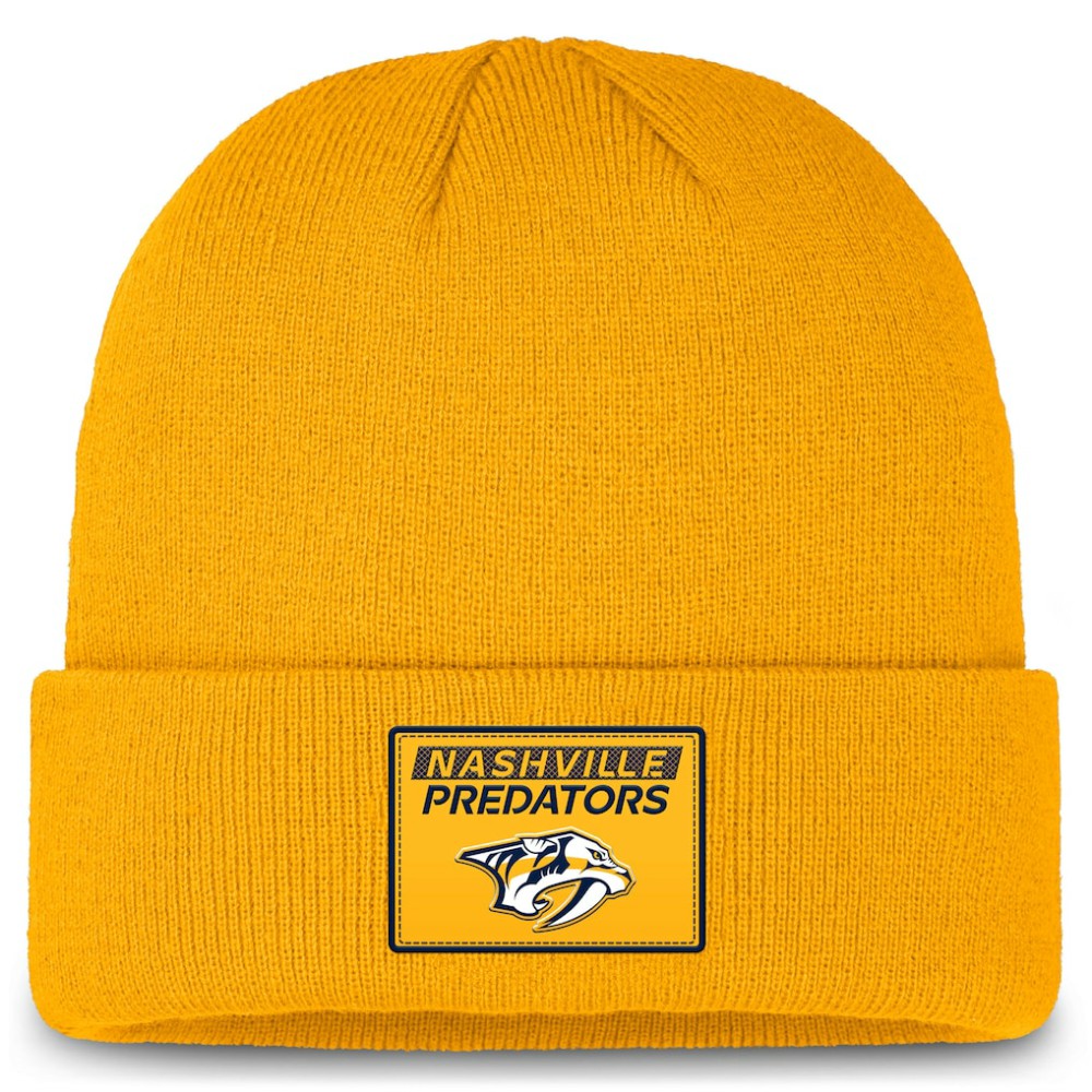 Nashville Predators - Fanatics Authentic Pro Cuffed Knit Hat Gold