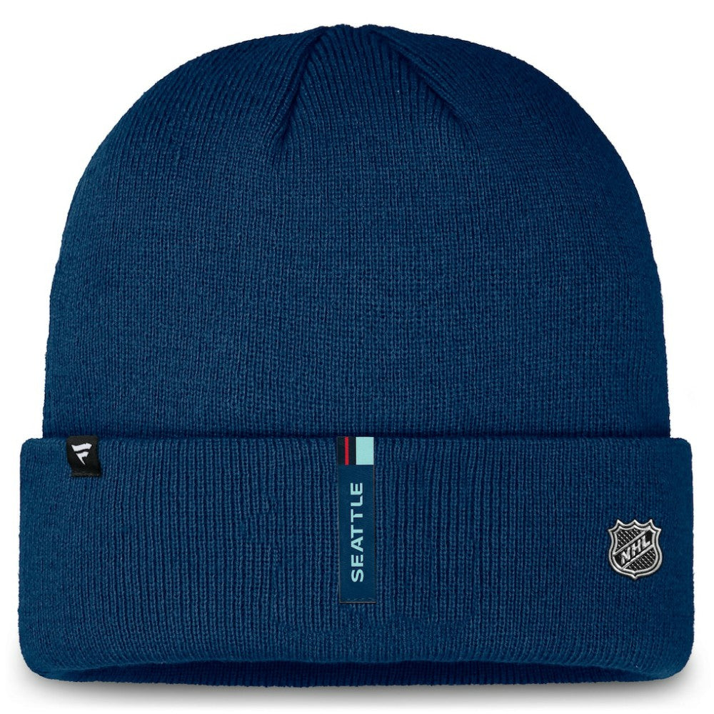Seattle Kraken Fanatics Authentic Pro Cuffed Knit Hat Deep Sea Blue