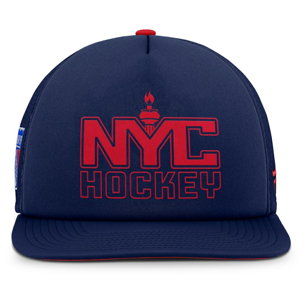 New York Rangers Fanatics Authentic Pro Hometown Rink Foam Trucker Snapback Hat Navy/Red