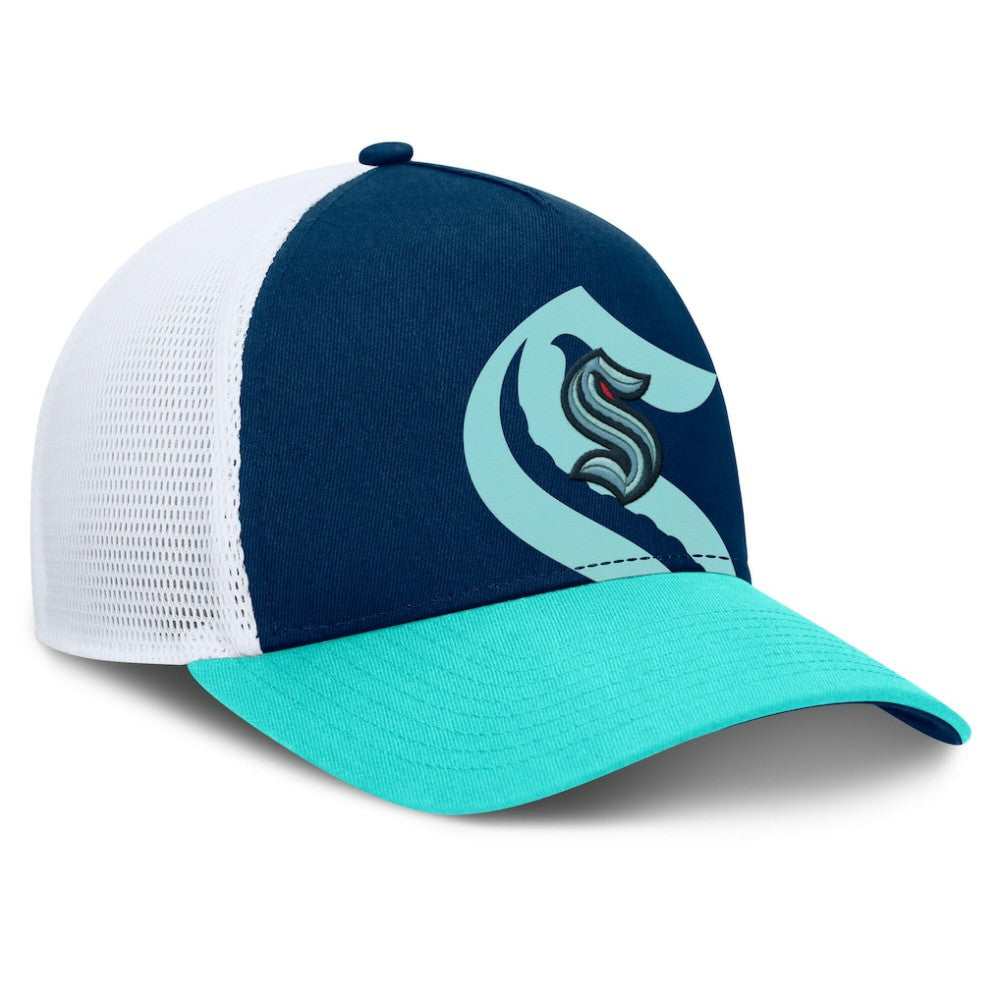 Seattle Kraken Fanatics Authentic Pro A-Frame Rink Adjustable Hat Deep Sea Blue/Light Blue