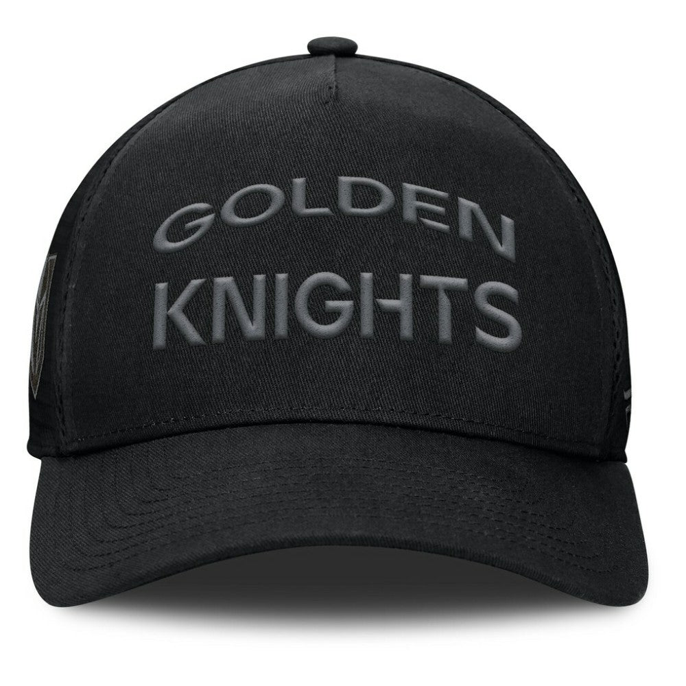 Vegas Golden Knights Fanatics Authentic Pro Road Stack Text A-Frame Adjustable Hat Black