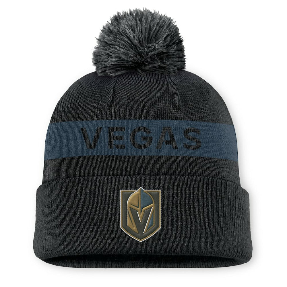 Vegas Golden Knights Fanatics Women's Authentic Pro Rink Cuffed Knit Hat with Pom Black/