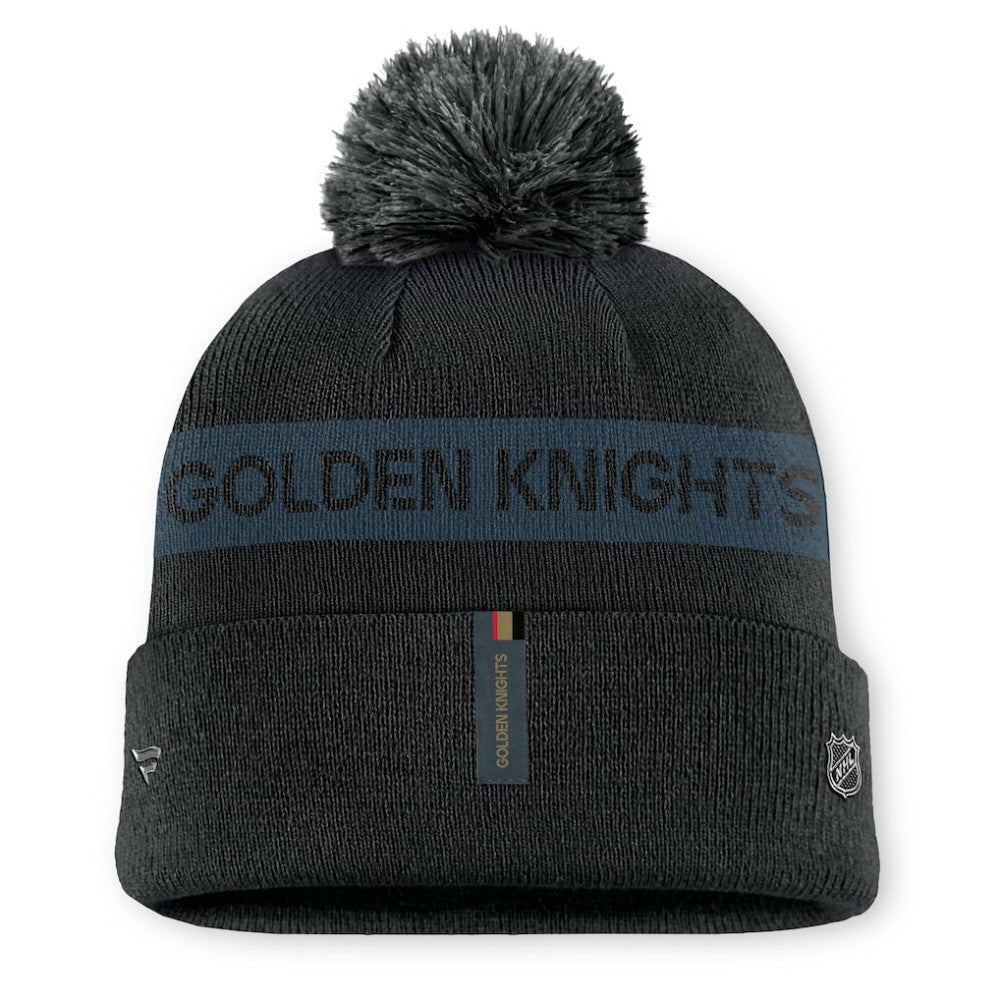 Vegas Golden Knights Fanatics Women's Authentic Pro Rink Cuffed Knit Hat with Pom Black/