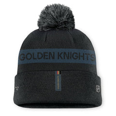 Vegas Golden Knights Fanatics Women's Authentic Pro Rink Cuffed Knit Hat with Pom Black/
