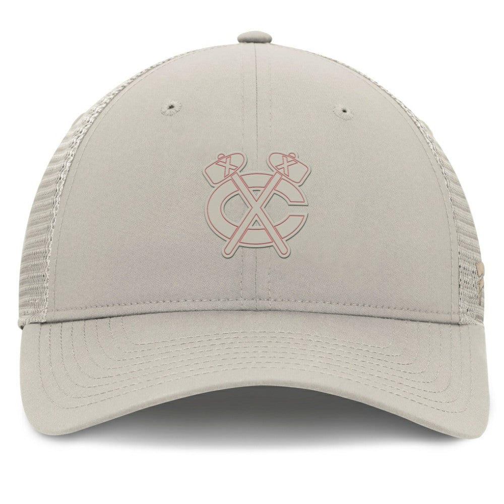 Chicago Blackhawks Fanatics Women's Authentic Pro Road Trucker Adjustable Hat Tan