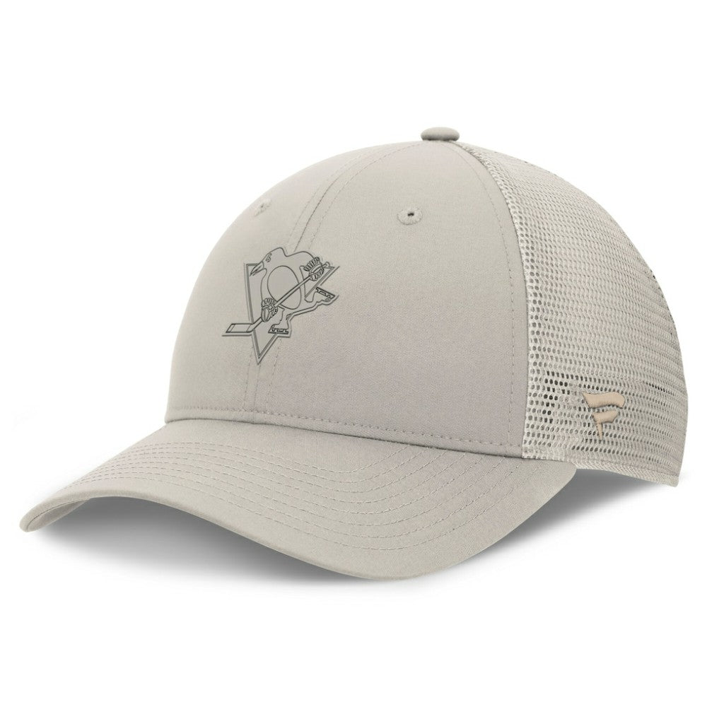 Pittsburgh Penguins Fanatics Women's Authentic Pro Road Trucker Adjustable Hat Tan