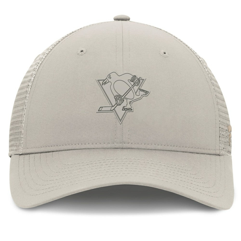 Pittsburgh Penguins Fanatics Women's Authentic Pro Road Trucker Adjustable Hat Tan