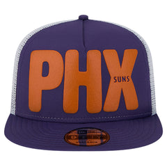 New Era - Phoenix Suns Puff Print Team Code A-Frame 9FIFTY Trucker Snapback Hat - Purple