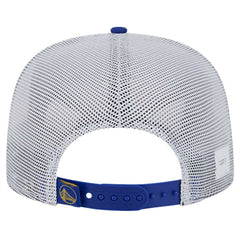 New Era - Golden State Warriors Puff Print Team Code A-Frame 9FIFTY Trucker Snapback Hat - Royal