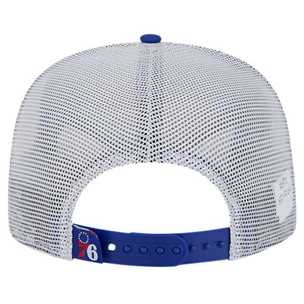 New Era - Philadelphia 76ers Puff Print Team Code A-Frame 9FIFTY Trucker Snapback Hat - Royal