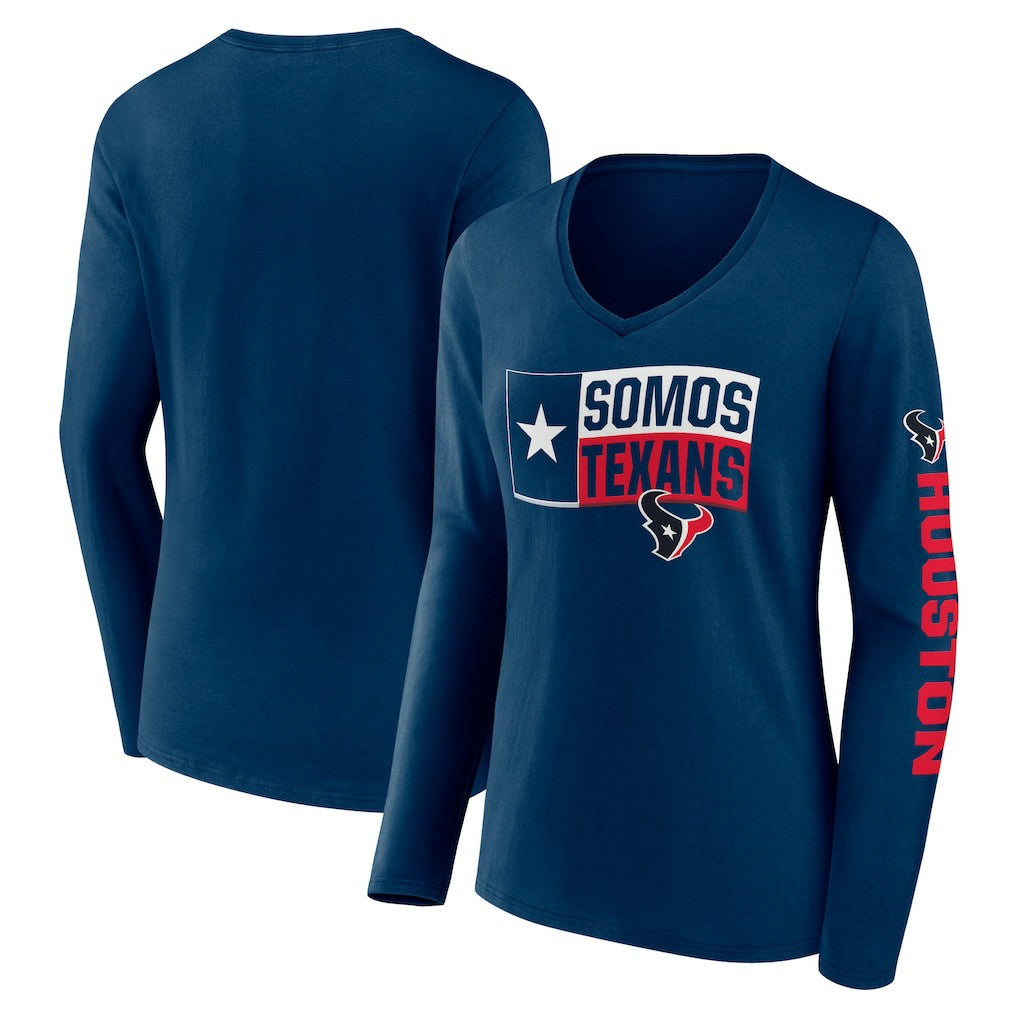 Houston Texans Hometown Sweep Long Sleeve V-Neck T-Shirt Navy - Fanatics