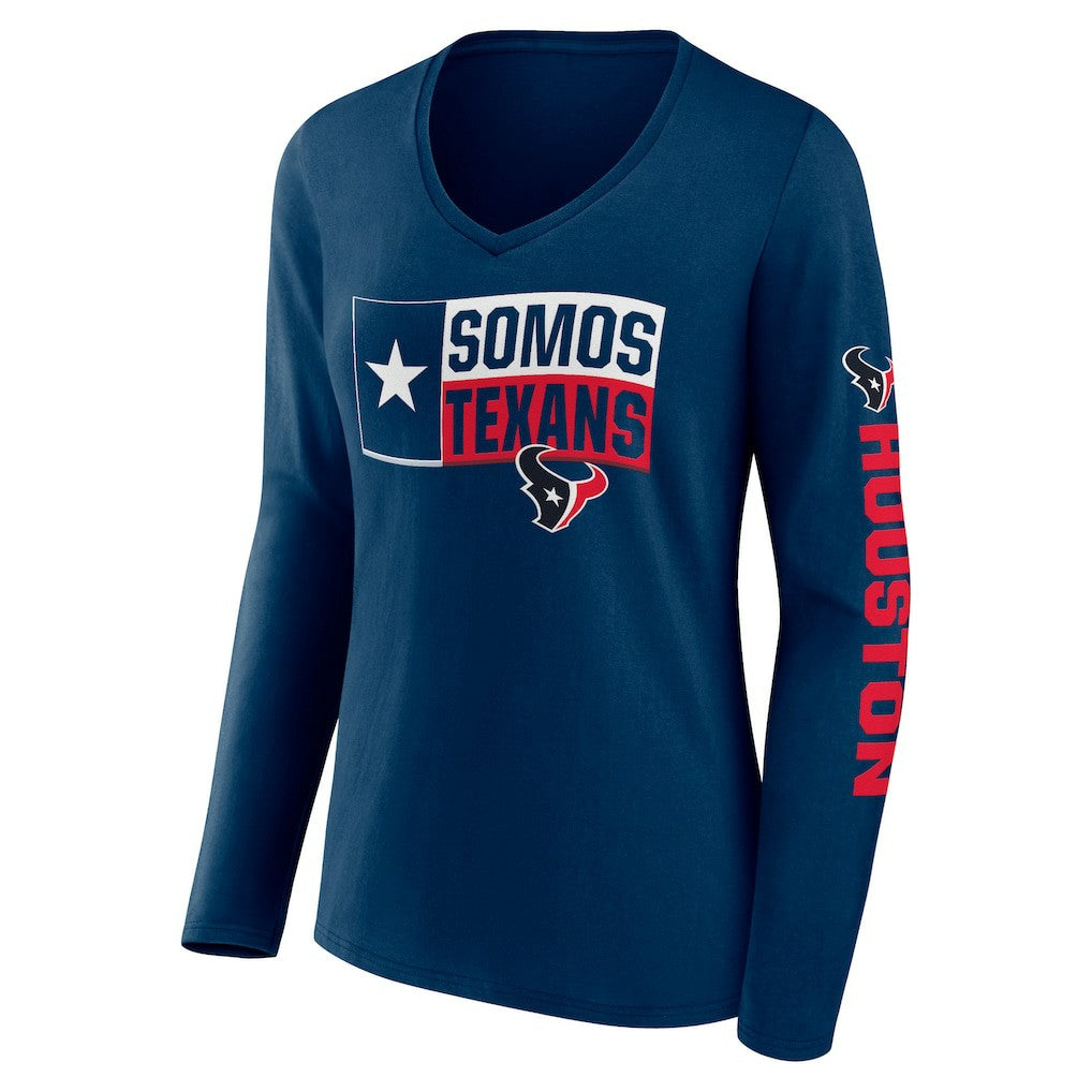 Houston Texans Hometown Sweep Long Sleeve V-Neck T-Shirt Navy - Fanatics