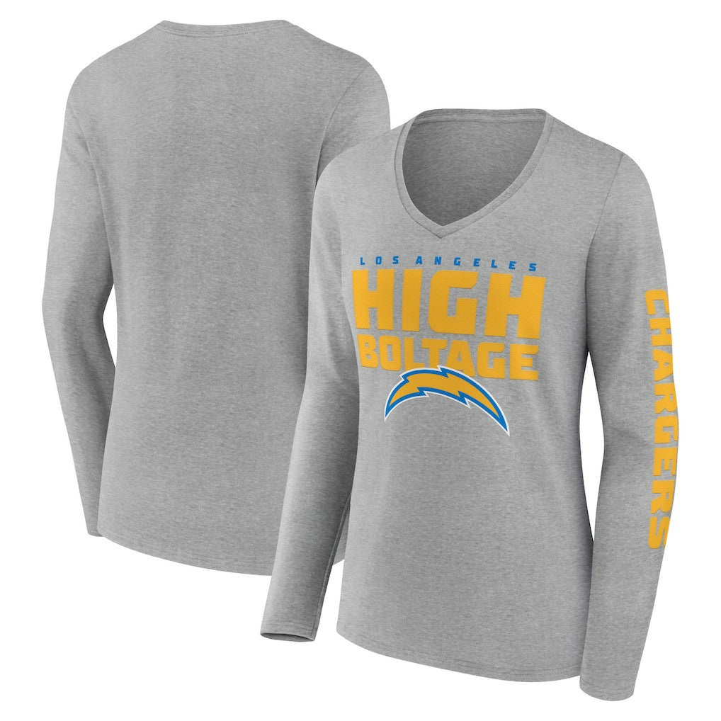 Los Angeles Chargers Hometown Sweep Long Sleeve V-Neck T-Shirt Heather Gray - Fanatics