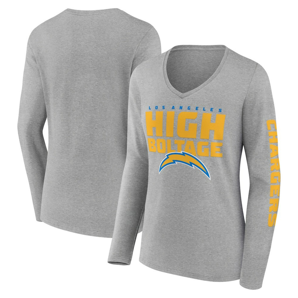 Los Angeles Chargers Hometown Sweep Long Sleeve V-Neck T-Shirt Heather Gray - Fanatics